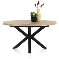 Henders & Hazel Metalox uitschuifbare tafel rond eiken gefineerd/metalen frame 150/190x130 cm