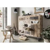 Die Faktorei Ethno 5 unieke hoge ladekast in massief mangohout/gerecycled oud hout
