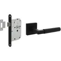 Intersteel Deurbeslag Set Loopslot Zwart Met Deurkruk Baustil Zwart