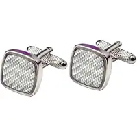 Profuomo Manchetknopen wit carbon look