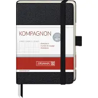 Brunnen Notizbuch KOMPAGNON ca. A6 kariert, schwarz Hardcover 192, davon 16 zum Heraustrennen Seiten