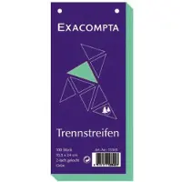 Exacompta 12x Pak van 100 horizontale tabstroken met perforatie 180g - 105x240mm - Groen - 13345B
