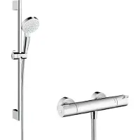 Hansgrohe douchecombinatie Crometta Vario/Ecostat 1001 CL/Unica, 650 mm, wit/chroom, 1 stuk.
