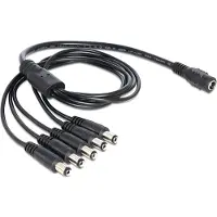 DeLOCK DC plug (v) - 5x DC plug (m) splitter - 5,5mm x 2,1mm - max. 24V/5A / zwart - 0,50 meter