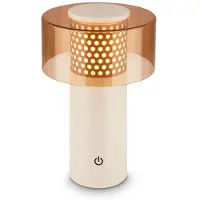 Briloner LED tafellamp Brilo unplugged Gila, bruin/grijs, 21 cm dimbaar, alu / grijs / zink, metaal, Modern