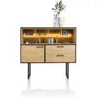 Xooon Belo highboard eiken/metaal met LED 140x45 cm