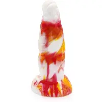 Kiotos Monstar - Dildo Beast 8 - 20.5 x 6.5 cm - Tie Dye Oranje/Wit/Rood