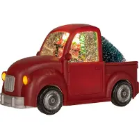 Anna's Collection Sneeuwbol Auto Rood Met Verlichting 19 X 27 X 14,5 Cm