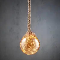 Luca Lighting Hanglamp Bol Zilver Met 30 LED Lampjes Warm Wit D 14 H 94 Cm