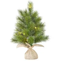 Black Box Mini Kunstkerstboom Glendon Burlap Besneeuwd Op Jute Voet Met 10 Lampjes Koud Wit D 20 H 45 Cm
