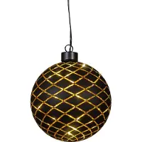 Anna's Collection Kersthanger Cosma Bal Zwart Met Verlichting D 13 Cm