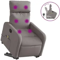 vidaXL Sta-op-massagestoel verstelbaar stof taupe