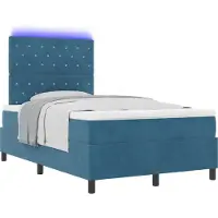 vidaXL LED boxspringbed met matras, donkerblauw, 120 x 190 cm, fluweel