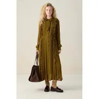 Sissy-Boy Donkergroene maxi jurk met ruffles | Maat: XS