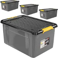 Monzana Opbergbox Set van 4 Grijs/Antraciet 58x39x25cm stapelbaar