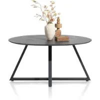 Henders & Hazel Ridgefield eettafel Ellipse eikenfineer/metalen frame gebroken zwart
