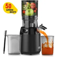 Lebenlang Slowjuicer Sapcentrifuge – Voorzien Van Koude Pers Technologie En Keramische Persschroef En Handige Opzetstukken – Voor Gembershots En Amandelmelk – Grijs Roestvrij Staal