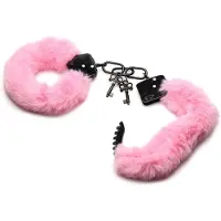 XR Brands - Cuffed In Fur - Metalen Handboeien met Kunstbont - Roze