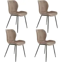 Dimehouse Set van 4 eetkamerstoelen Argo Velours champagne - Velvet - Design