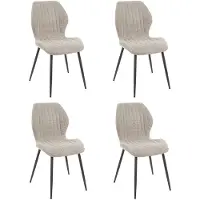 Dimehouse Set van 4 eetkamerstoelen Luna Bouclé Zand - Stof - Scandinavisch & Basic