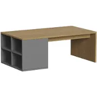 Vicco Kivo Salontafel – 90 x 50 cm Met 4 open vakken Antraciet/eiken