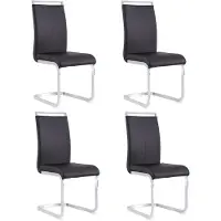 Merax Set van 4 Eetkamerstoelen – Zwart Kunstleder - Verchroomd Metaal - Ergonomisch Design - Belastbaar tot 120 kg