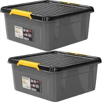 Monzana Opbergbox Set van 2 Grijs/Antraciet 39x39x16cm stapelbaar