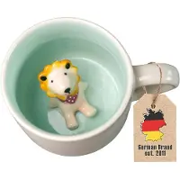 Intirilife Koffiemok, 3D Theemok met Leeuw - Vulcapaciteit van 300 ml - Keramische mok, tekenfilm, leuk cadeau, mok met handvat