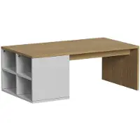 Vicco Kivo Salontafel – 90 x 50 cm met 4 open vakken Wit/eiken