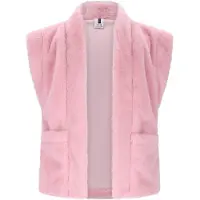 B.NOSY gilet roze Meisjes Imitatiebont Openvallende hals Sterren - maat 146/152