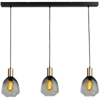 Masterlight 3-lichts hanglamp - goud - Porto met Nicolette green glazen