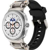 Strap-it 'Explorer' sportbandje TPU geschikt voor Samsung Galaxy Watch 9 (40/44mm) / Watch 8 (40/44mm) / 8 Classic (46mm) – Zwart met Titanium connectors