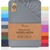 NatureMark Microvezel hoeslaken in vele maten en kleuren, 90x200cm middelgrijs