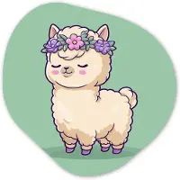 MuchoWow Organische wanddecoratie 40x40 cm - Organisch schilderij Alpaca - Groen - Bloemendiadeem - Muurdecoratie woonkamer - Kamer decoratie - Schilderijen - Muurcirkel aesthetic