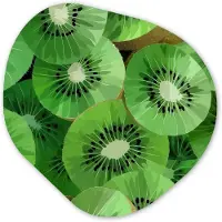 MuchoWow Organische wanddecoratie 60x60 cm - Organisch schilderij Kiwi - Groen - Pitten - Muurdecoratie woonkamer - Kamer decoratie - Schilderijen - Muurcirkel aesthetic