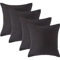Homescapes Satijn Streep Katoen Kussensloop 40x40 cm – Set van 4 – Zwart – 100% Egyptisch Katoen – Draaddichtheid 330