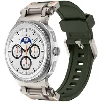 Strap-it 'Explorer' sportbandje TPU geschikt voor Samsung Galaxy Watch 9 (40/44mm) / Watch 8 (40/44mm) / 8 Classic (46mm) – Blauw met Titanium connectors
