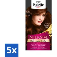 Palette 5 x Intensive Oil-Care Color Haarkleuring 650 Kastanje Middenbruin - Haarverf - Kastanje - Middenbruin - Arganolie - Haarverf Kastanje