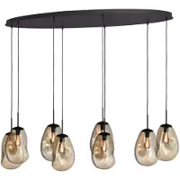 Masterlight Hanglamp Lava Oval 8x goud glas Ø 22,5cm