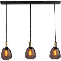 Masterlight 3-lichts hanglamp - goud - Porto met Nicolette red glazen