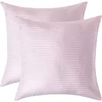 Homescapes Satijn Streep Katoen Kussensloop 80x80 cm – Set van 2 – Roze – 100% Egyptisch Katoen – Draaddichtheid 330