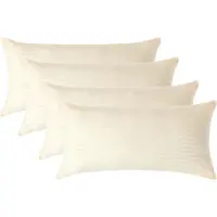Homescapes Satijn Streep Katoen Kussensloop 40x80 cm – Set van 4 – Lichtgeel – 100% Egyptisch Katoen – Draaddichtheid 330