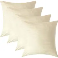 Homescapes Satijn Streep Katoen Kussensloop 80x80 cm – Set van 4 – Lichtgeel – 100% Egyptisch Katoen – Draaddichtheid 330