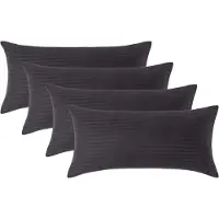 Homescapes Satijn Streep Katoen Kussensloop 40x80 cm – Set van 4 – Zwart – 100% Egyptisch Katoen – Draaddichtheid 330