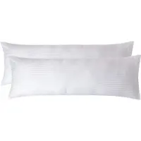 Homescapes Satijn Streep Katoen Kussensloop 50x140 cm Langwerpig – Set van 2 – Wit – 100% Egyptisch Katoen – Draaddichtheid 330