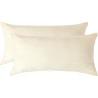 Homescapes Satijn Streep Katoen Kussensloop 40x80 cm – Set van 2 – Lichtgeel – 100% Egyptisch Katoen – Draaddichtheid 330