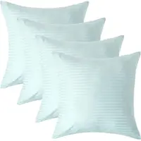 Homescapes Satijn Streep Katoen Kussensloop 60x60 cm – Set van 4 – Aquablauw – 100% Egyptisch Katoen – Draaddichtheid 330