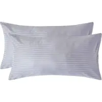 Homescapes Satijn Streep Katoen Kussensloop 50x90 cm – Set van 2 – Zilvergrijs – 100% Egyptisch Katoen – Draaddichtheid 330