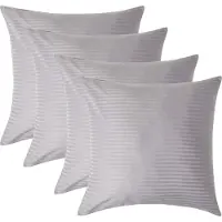 Homescapes Satijn Streep Katoen Kussensloop 60x60 cm – Set van 4 – Zilvergrijs – 100% Egyptisch Katoen – Draaddichtheid 330