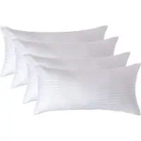 Homescapes Satijn Streep Katoen Kussensloop 40x80 cm – Set van 4 – Wit – 100% Egyptisch Katoen – Draaddichtheid 330